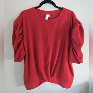 Plus Size Women's Burnt Orange Puff Short Preppy Sleeve Top Grace & Karma NWOT